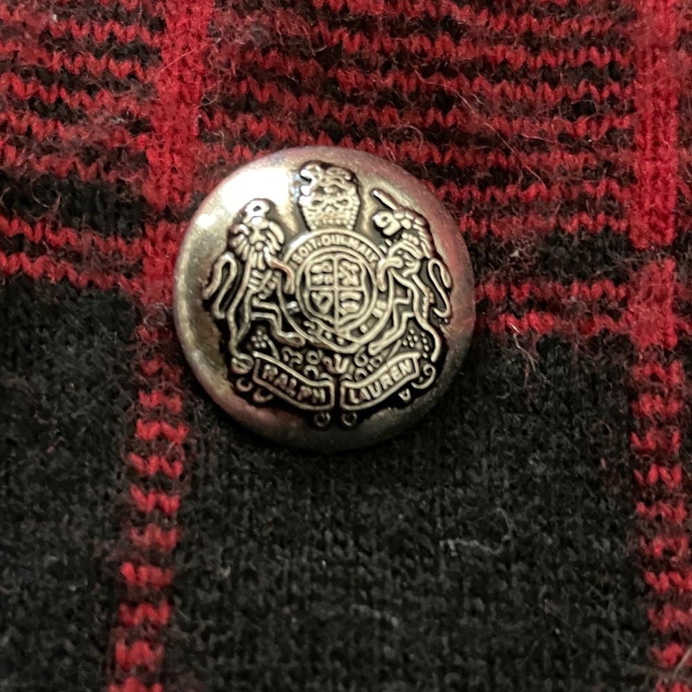 Ralph Lauren Red and Black Plaid Cashmere Cardigan - Picture 9 of 9